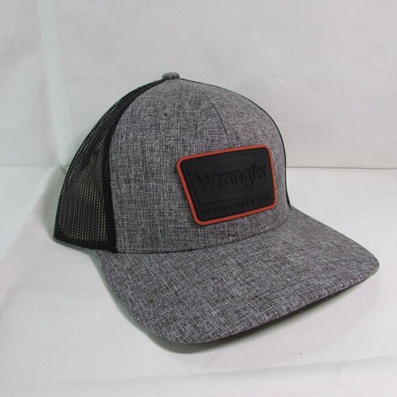 Wrangler Logo Patch Meshback Adjustable Snapback Cap Hat Charcoal WRA-MS17 - Picture 1 of 3
